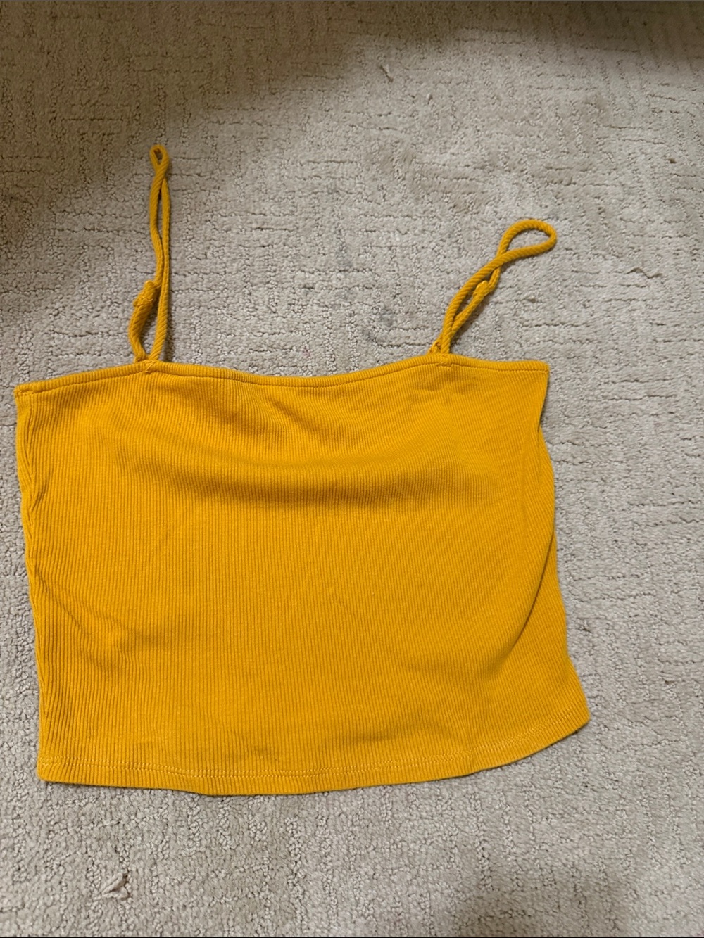 Women’s Ribbed Spaghetti Strap Crop Tank - Mustard Yellow fashion nova